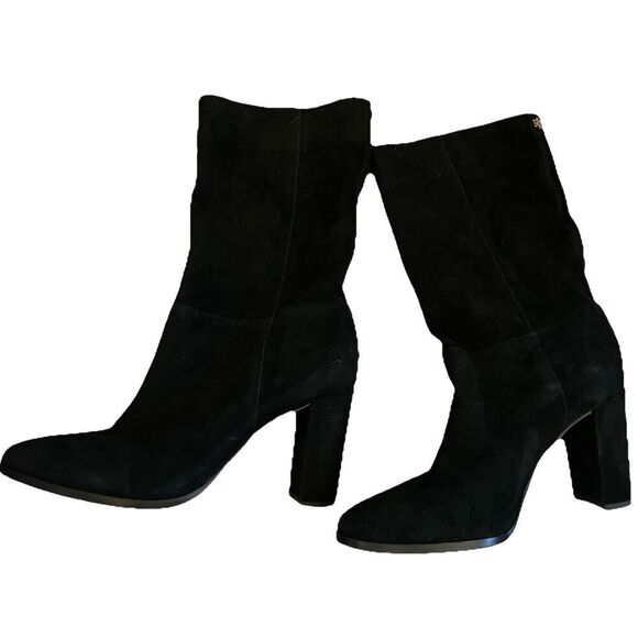 Lauren Ralph Lauren Women's Artizan II Mid-Calf Boots Suede Block Heel Black 9.5 - Picture 5 of 6